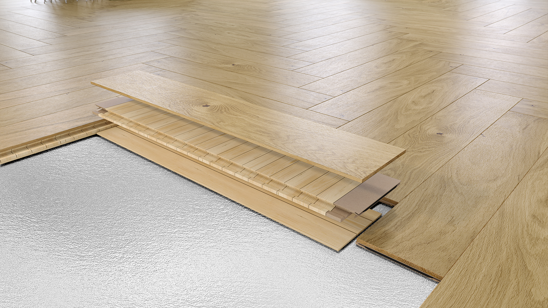 Dřevěná podlaha Barlinek Dub Bianco Herringbone 130