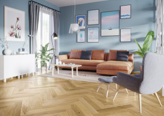 Dřevěná podlaha Barlinek Dub Caramel Herringbone 110